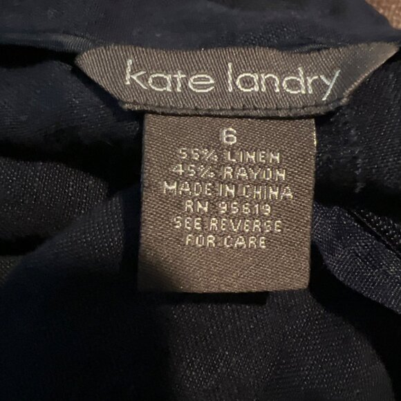 Kate Landry Womens black Linen Blend Flowy Skirt Size 6 Made In China - Picture 2 of 5